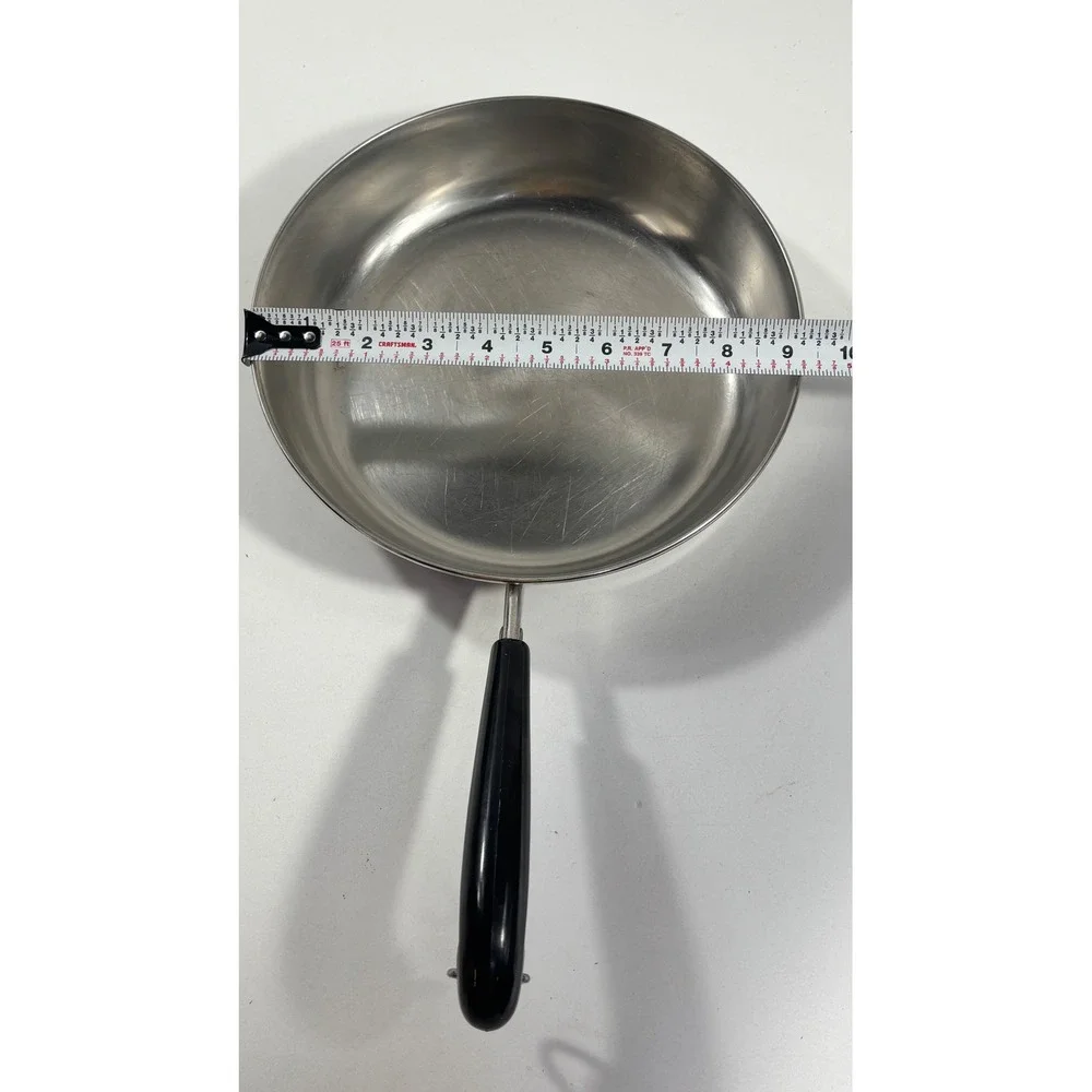 Revere Ware 9 Inch Skillet Copper Clad Bottom Stainless Steel Pan Vintage USA